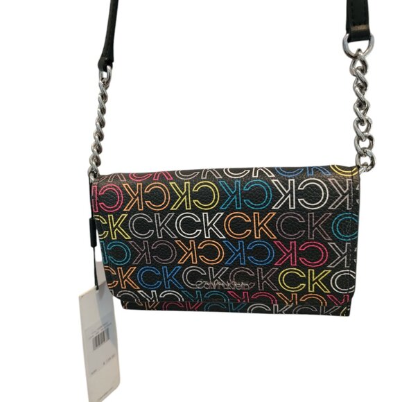 CALVIN KLEIN Multicolored Logo Crossbody Chain Wallet MSRP $138 - Picture 8 of 16